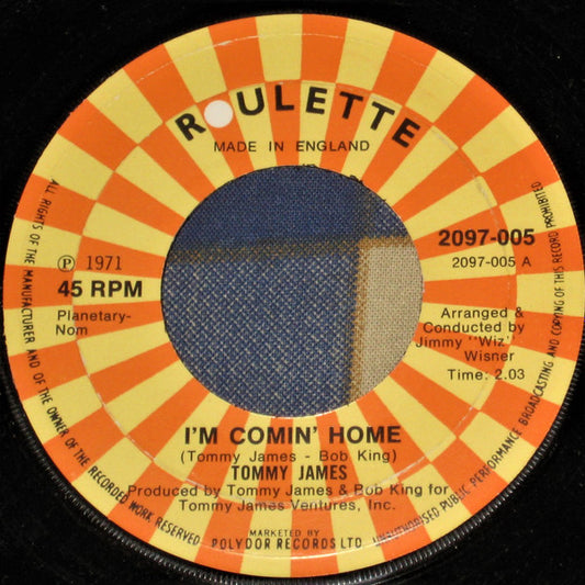 Tommy James - I'm Comin' Home / Sing, Sing, Sing (7")