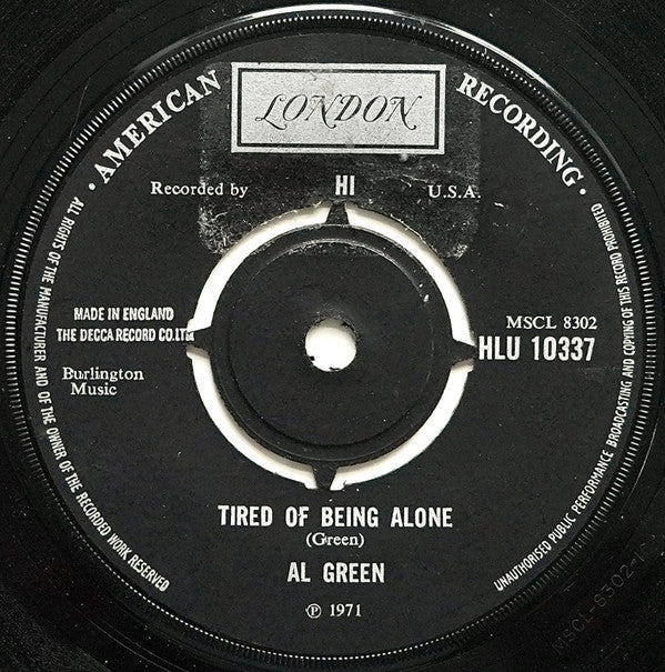 Al Green - Tired Of Being Alone (7", Single)