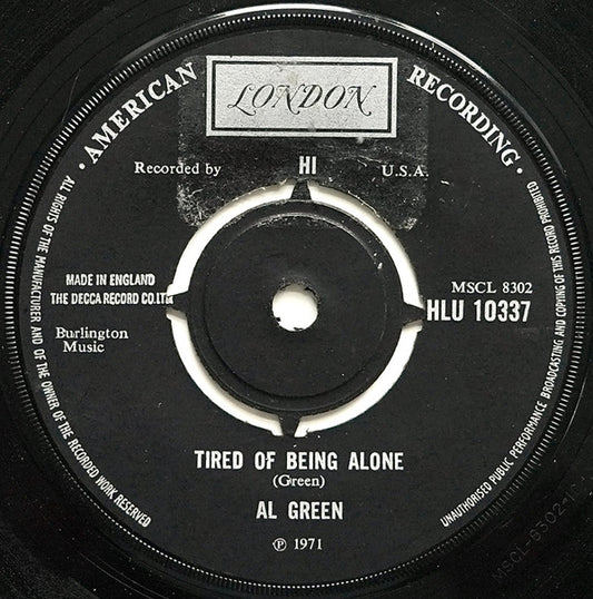 Al Green - Tired Of Being Alone (7", Single)