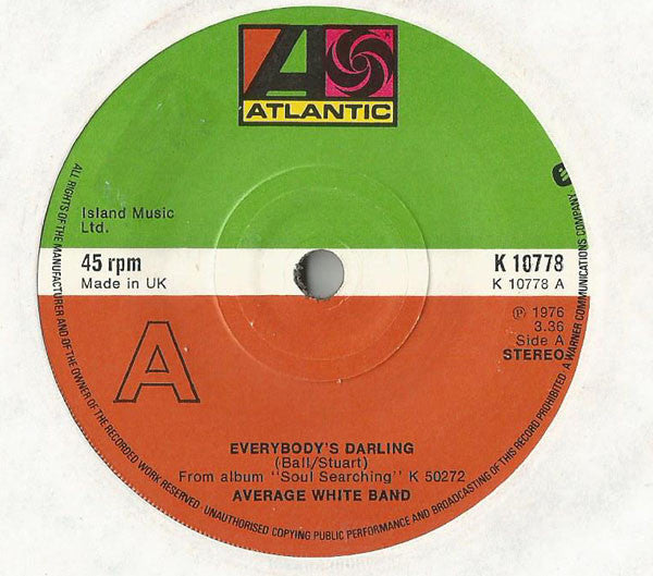 Average White Band - Everybody's Darling (7", Single)