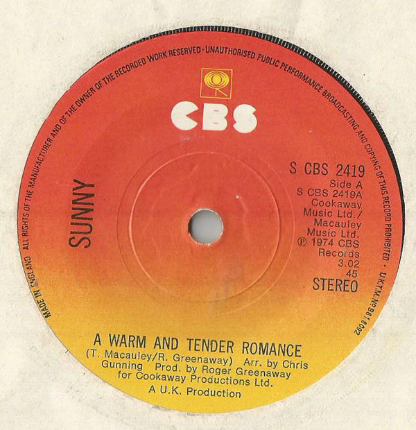 Sunny* - A Warm And Tender Romance (7")