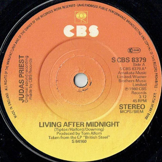 Judas Priest - Living After Midnight (7", Single)