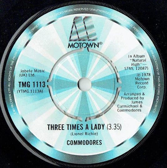 Commodores - Three Times A Lady (7", Single, Pus)