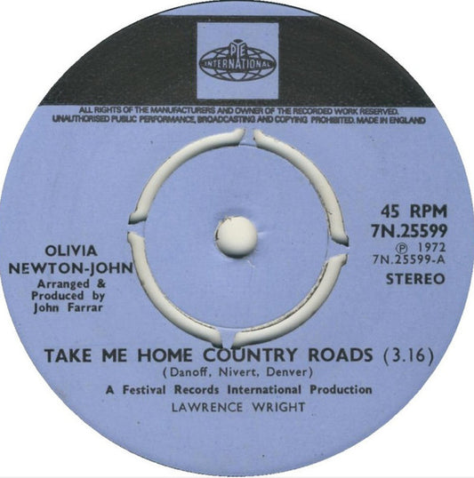 Olivia Newton-John - Take Me Home Country Roads (7")
