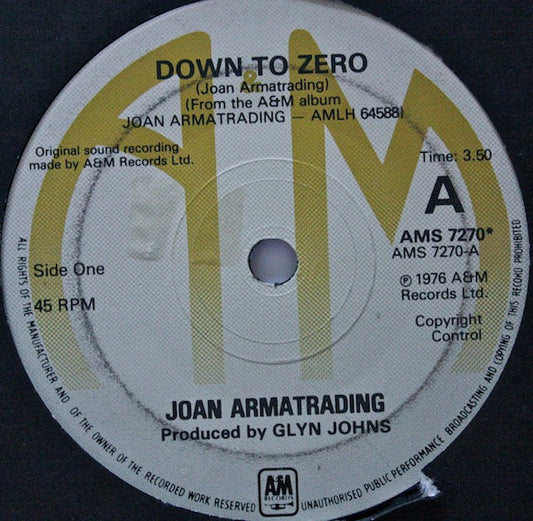 Joan Armatrading - Down To Zero (7", Single)