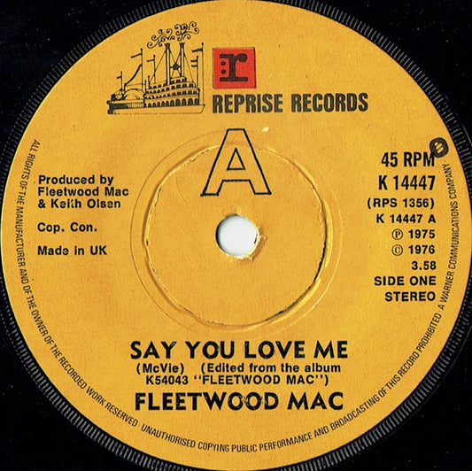 Fleetwood Mac - Say You Love Me (7", Single)