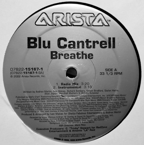 Blu Cantrell - Breathe (12", Single)