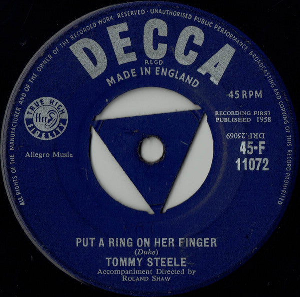 Tommy Steele - Put A Ring On Her Finger (7")