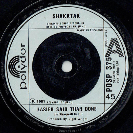 Shakatak - Easier Said Than Done (7", Single, Com)