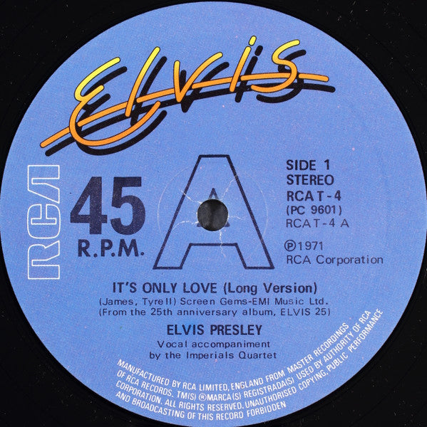 Elvis Presley - It's Only Love (12", Single)