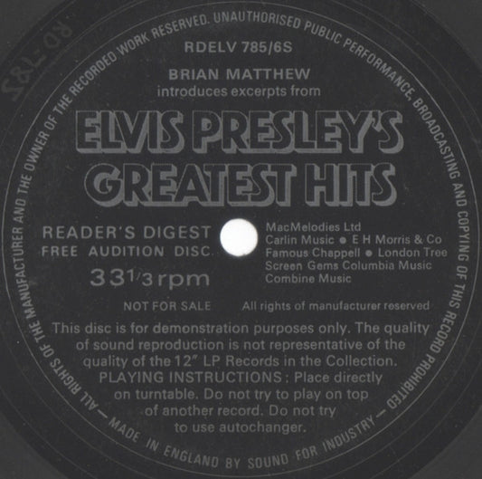 Brian Matthew - Introduces Excerpts From Elvis Presley's Greatest Hits (Flexi, 7", S/Sided)