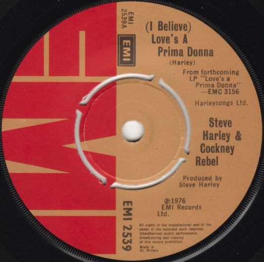 Steve Harley & Cockney Rebel - (I Believe) Love's A Prima Donna (7", Single)