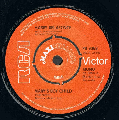 Harry Belafonte - Mary's Boy Child (7", Maxi, Mono, RE, 4 P)
