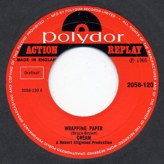 Cream (2) - Wrapping Paper / I Feel Free (7", Single)