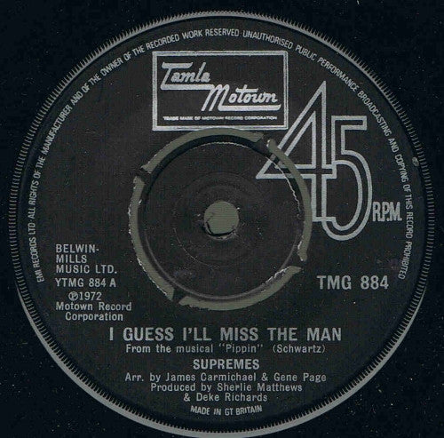 Supremes* - I Guess I'll Miss The Man (7", Single)