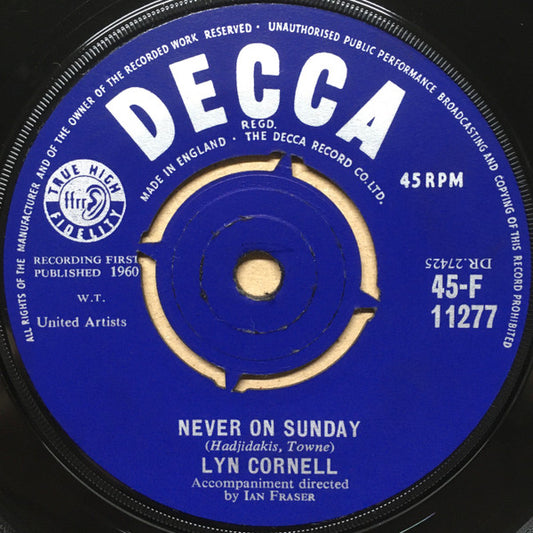 Lyn Cornell* - Never On Sunday (7", Single)