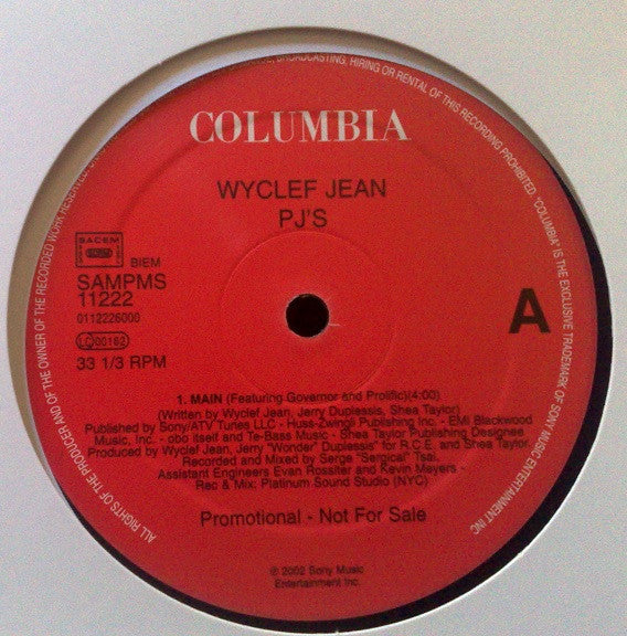 Wyclef Jean - PJ's (12", Promo)