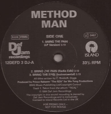 Method Man - Bring The Pain (12", Single, Promo)