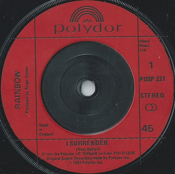 Rainbow - I Surrender (7", Single, Red)
