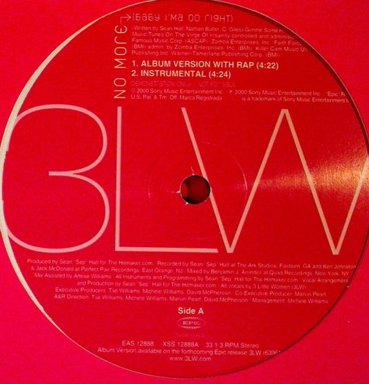 3LW - No More (Baby I'ma Do Right) (12", Promo)