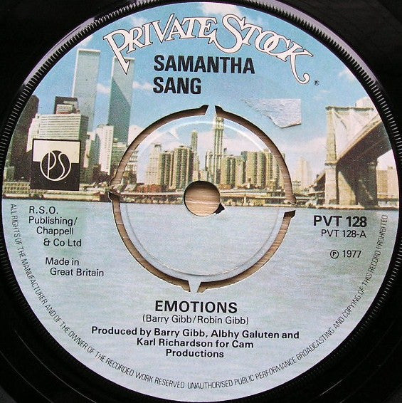 Samantha Sang - Emotions (7", Single, Blu)