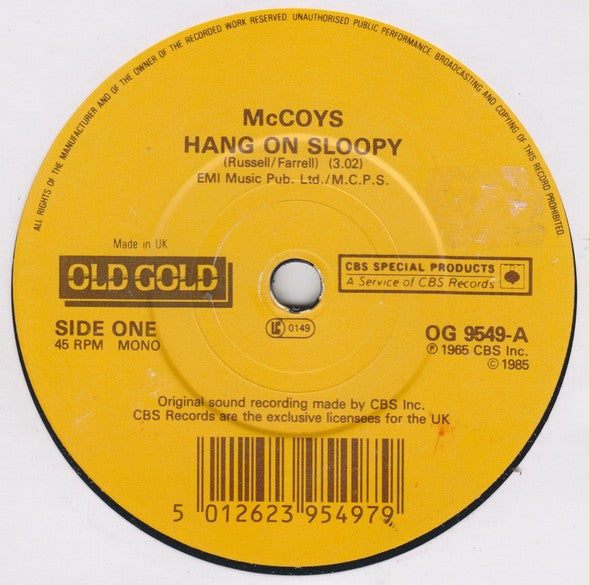McCoys* - Hang On Sloopy / Fever (7", Single, Mono)