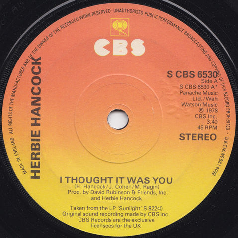 Herbie Hancock - I Thought It Was You (7", Single)
