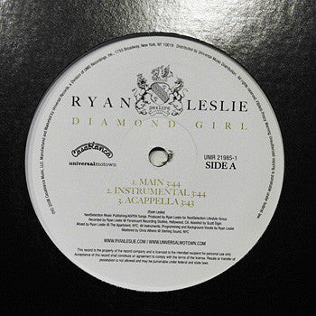 Ryan Leslie - Diamond Girl (12", Promo)