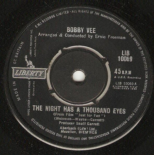 Bobby Vee - The Night Has A Thousand Eyes (7", Single)