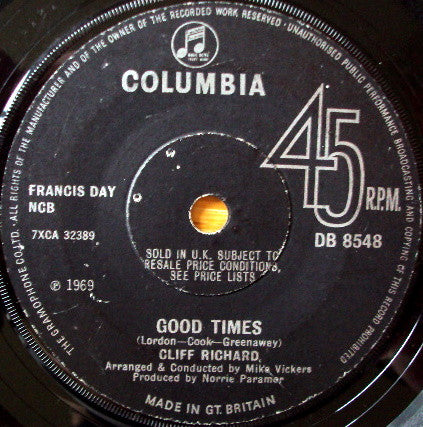 Cliff Richard - Good Times (7", Single, Sol)