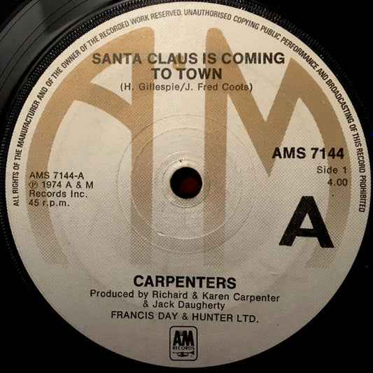 Carpenters - Santa Claus Is Coming To Town (7", Single, Sol)