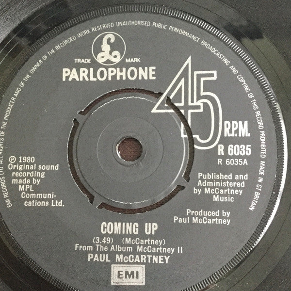 Paul McCartney - Coming Up (7", Single)