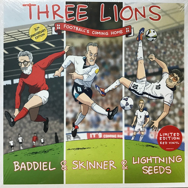 Baddiel & Skinner & Lightning Seeds - Three Lions (7", Single, Ltd, RE, Red)