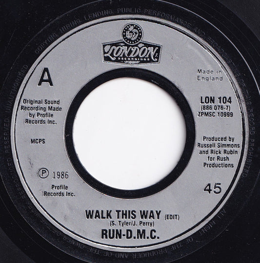Run DMC* - Walk This Way (7", Single, Jukebox)