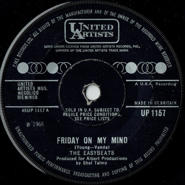 The Easybeats - Friday On My Mind (7", Single, Sol)