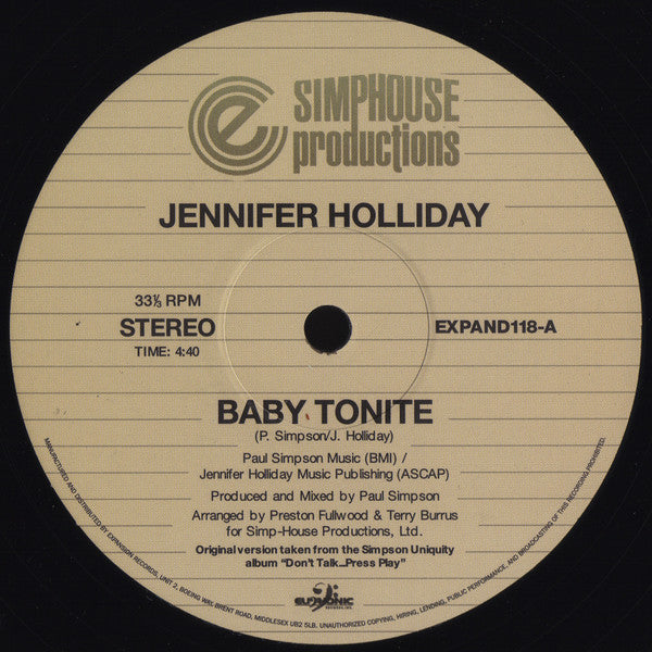 Jennifer Holliday - Baby Tonite (12")