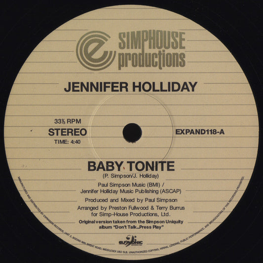 Jennifer Holliday - Baby Tonite (12")