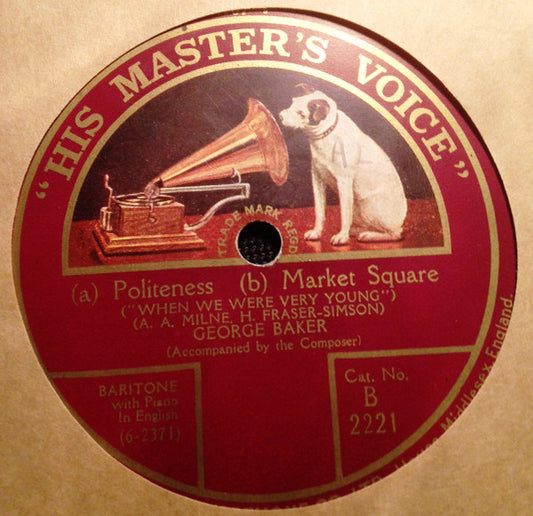 George Baker (3) - When We Were Very Young (Shellac, 10")