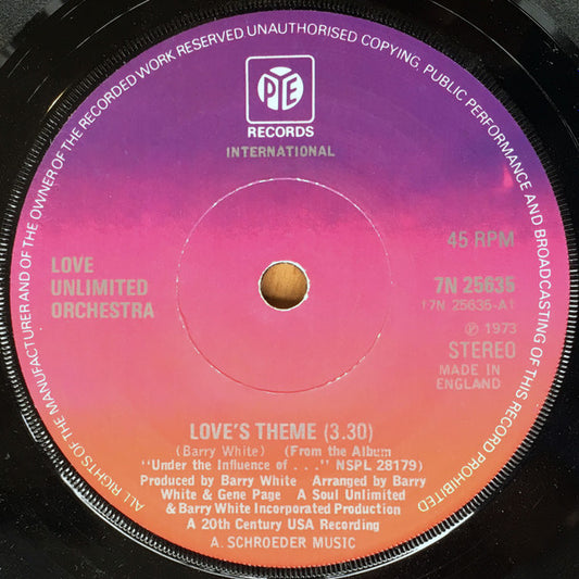 Love Unlimited Orchestra - Love's Theme / Sweet Moments (7", Single, Sol)