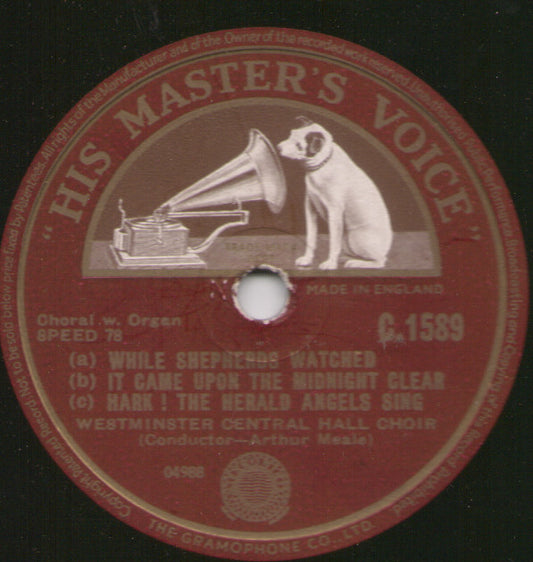 Westminster Central Hall Choir - While Shepherds Watched (Shellac, 12", RE)