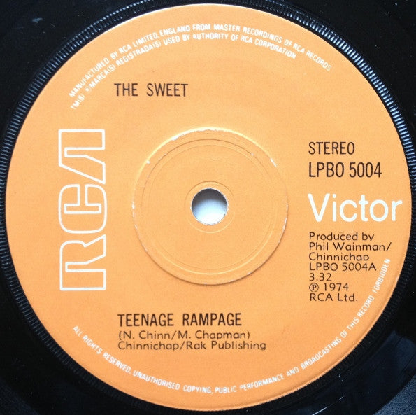The Sweet - Teenage Rampage (7", Single, Sol)