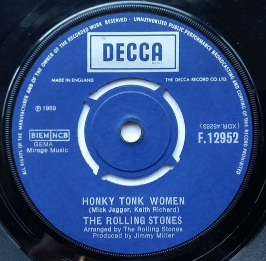The Rolling Stones - Honky Tonk Women / You Can't Always Get What You Want (7", Single)