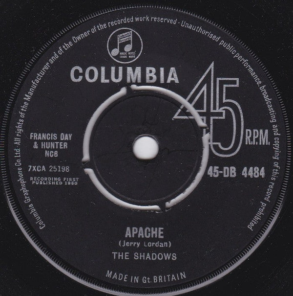 The Shadows - Apache (7", Single, RE, Bla)