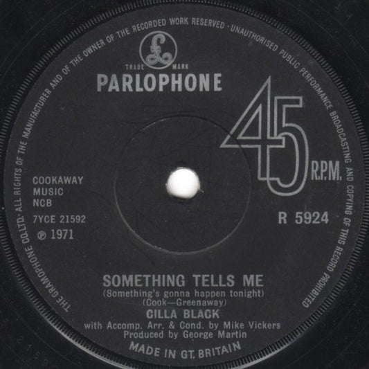 Cilla Black - Something Tells Me (Something's Gonna Happen Tonight) (7", Single)