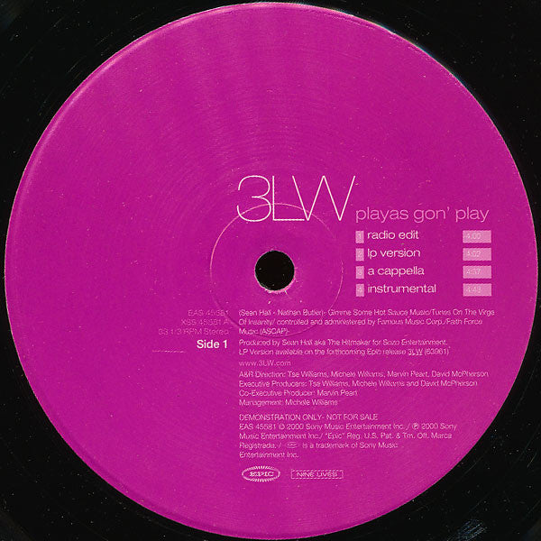 3LW - Playas Gon' Play (12", Promo)