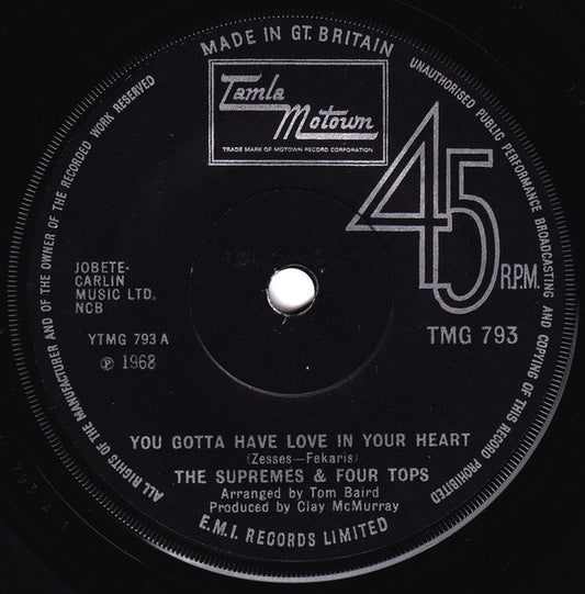 The Supremes & Four Tops - You Gotta Have Love In Your Heart / I'm Glad About It (7")