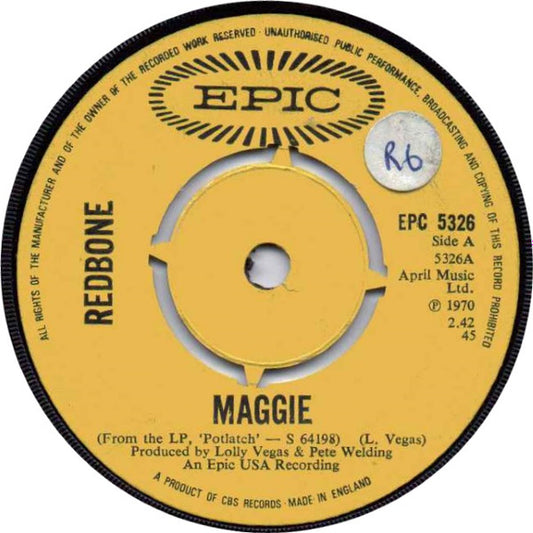 Redbone - Maggie (7", Single, RE, 4-P)