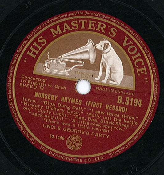 Uncle George's Party - Nursery Rhymes (Shellac, 10")