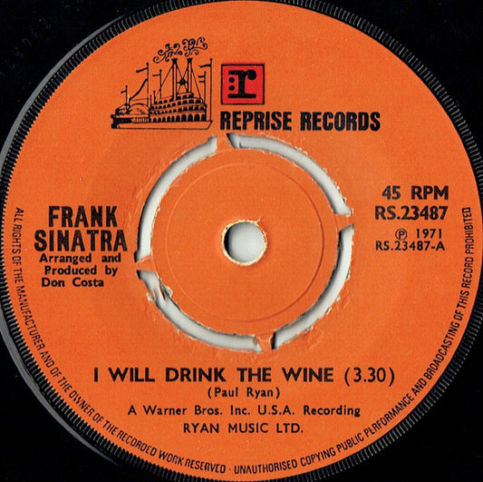 Frank Sinatra - I Will Drink The Wine (7", Single)