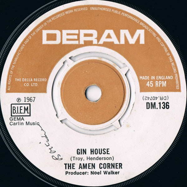 The Amen Corner* - Gin House (7", Single)